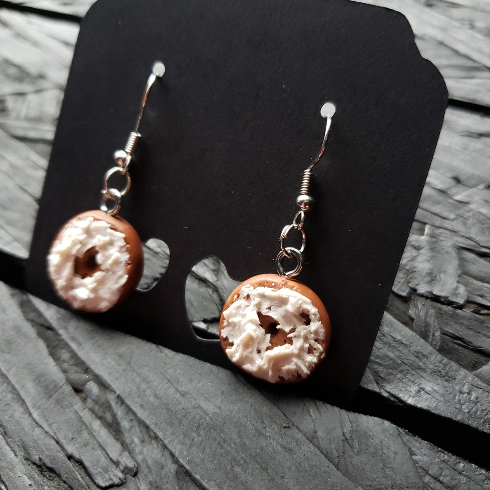 New Handmade Bagels with cream cheese earrings